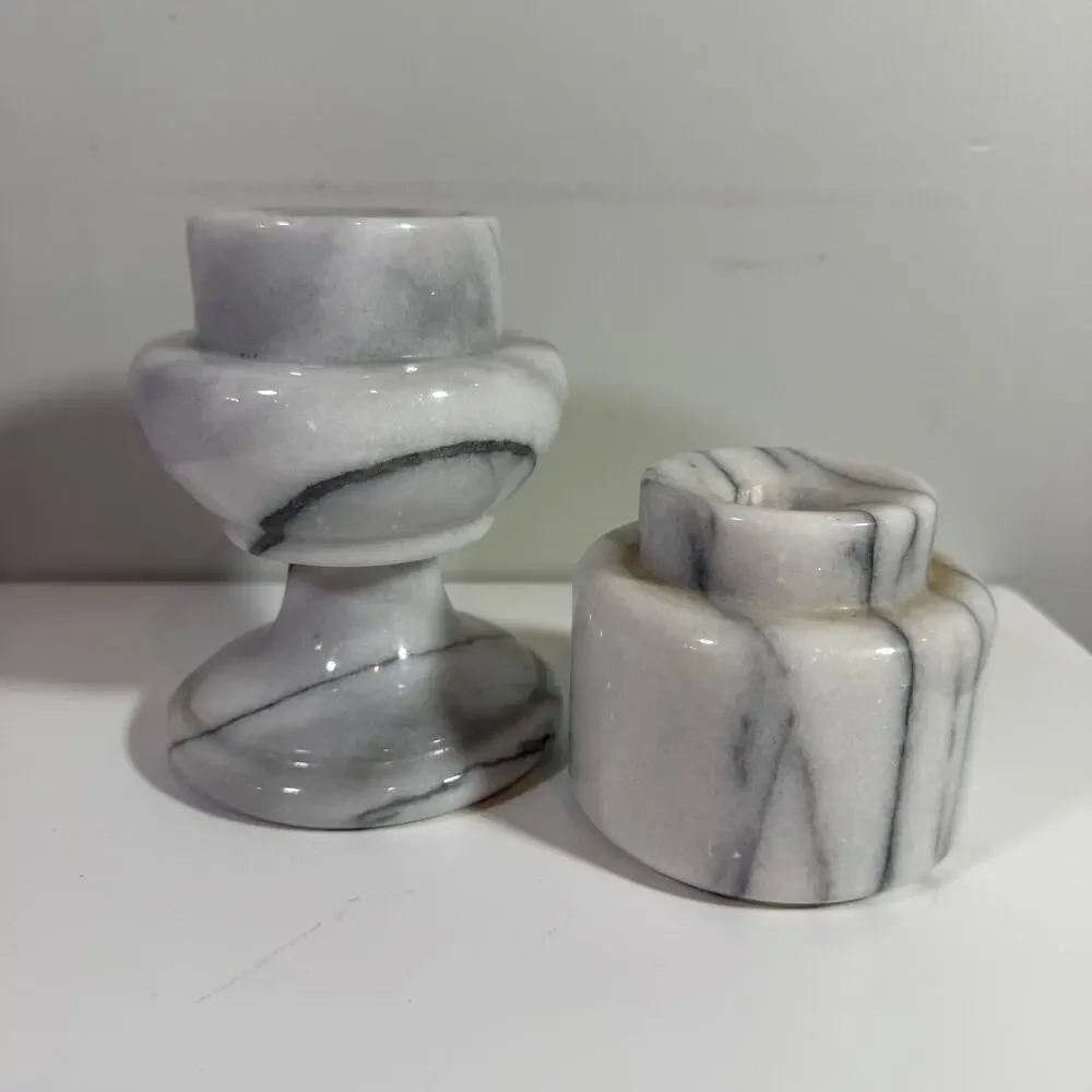 Gailstyn Sutton Genuine Quarry Marble Pedestal Candleholder Minimalist Scandi